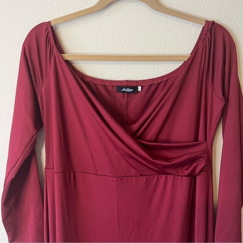 Long Sleeve Maternity Gown - Photo Shoot - Burgundy - Size Med - EUC - Picture 3 of 4